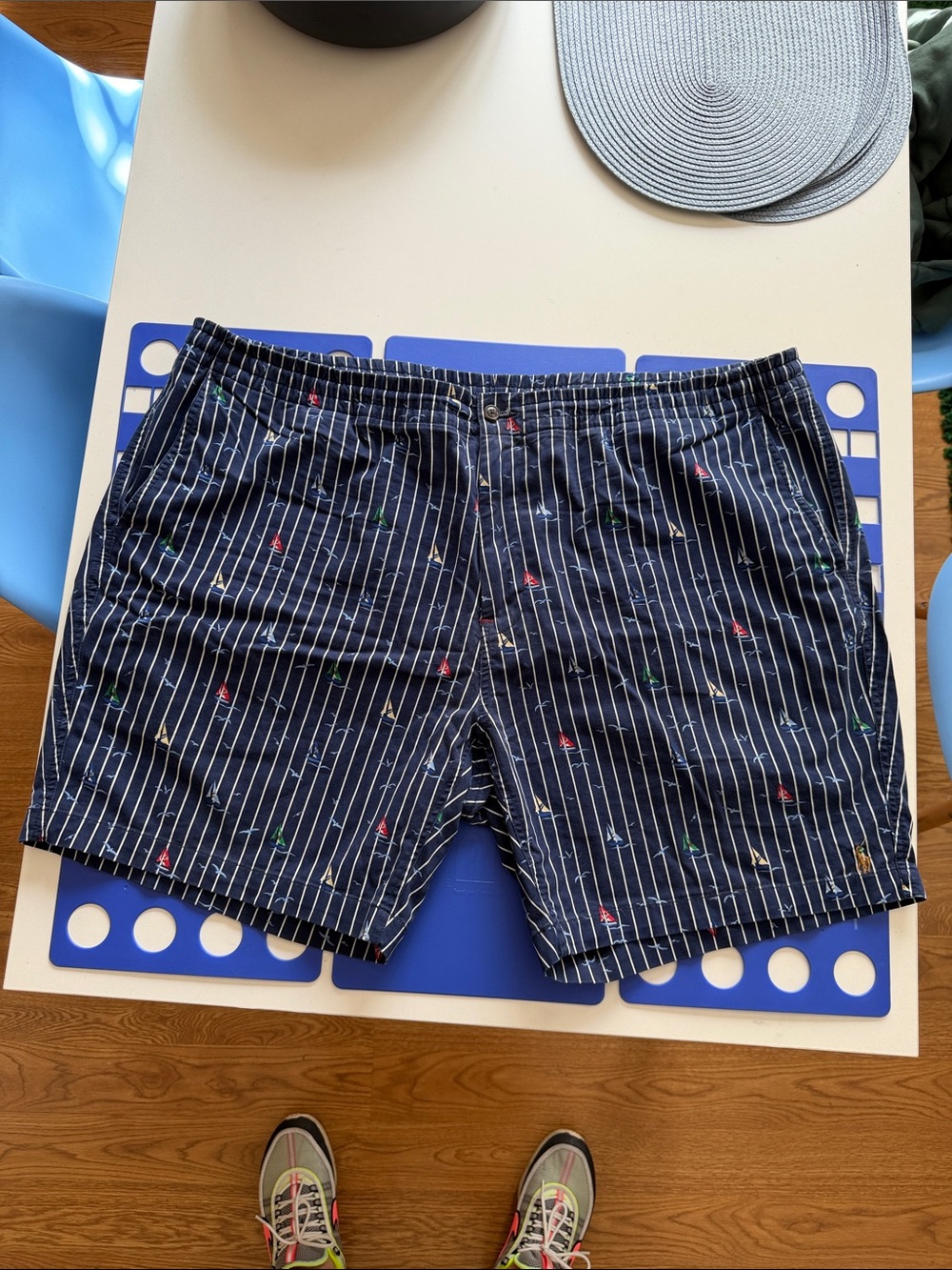 Polo Ralph Lauren Men's Navy Striped Embroidered Cotton Shorts